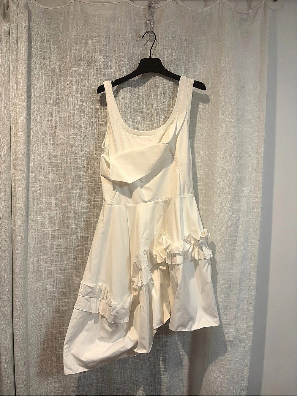 Alexander McQueen White Asymmetric Hem Cotton mini dress